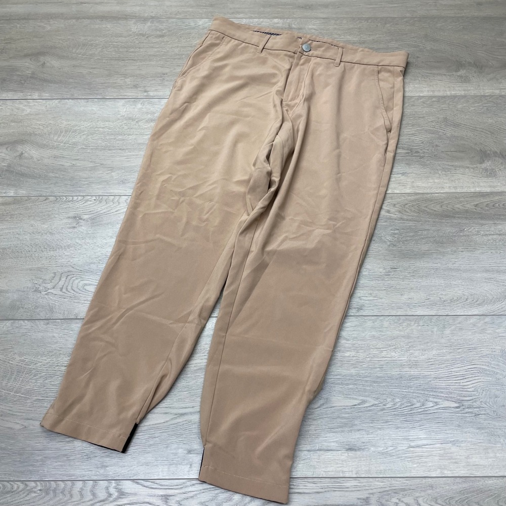 Primo Golf Jogger Pants Mens 34 Short Tan Khaki Ankle Zip Performance Stretch